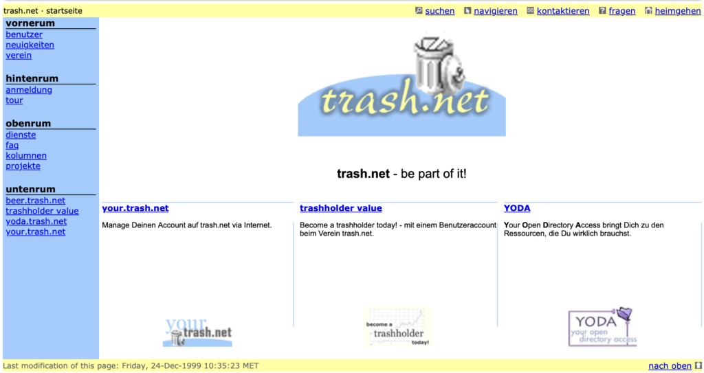 Zweite Website von trash.net ab ca 1999